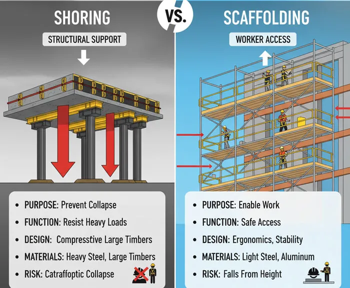 Key Differences Shoring Scaffolding