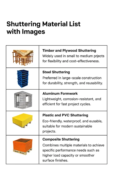 shuttering material list images